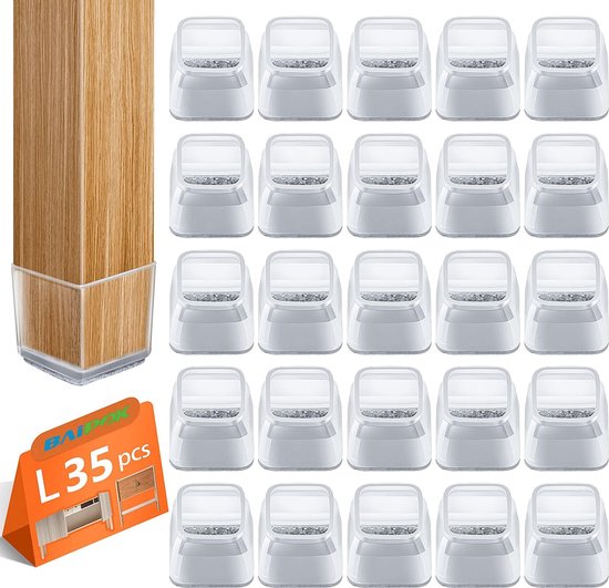 36 duurzame stoelpootbeschermers met zwart vilt, ideaal voor schuine stoelpoten, premium viltdoppen 14-20 mm