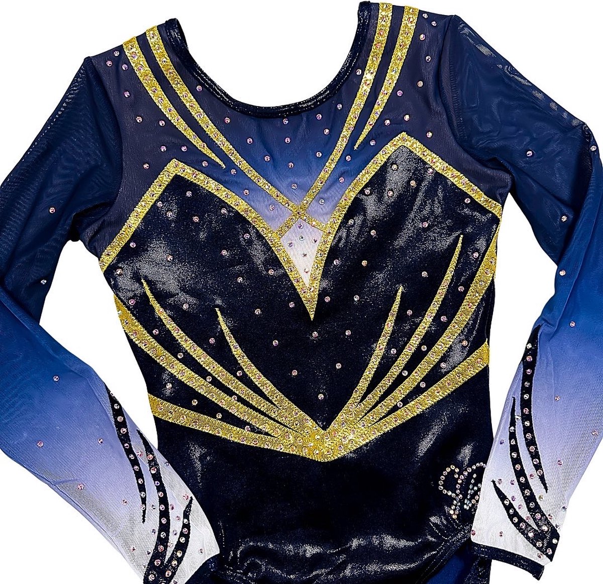 Sparkle&Dream Turnpakje Bibi Navy Goud - Maat AME 176/XS - Gympakje voor Turnen, Acro, Trampoline en Gymnastiek