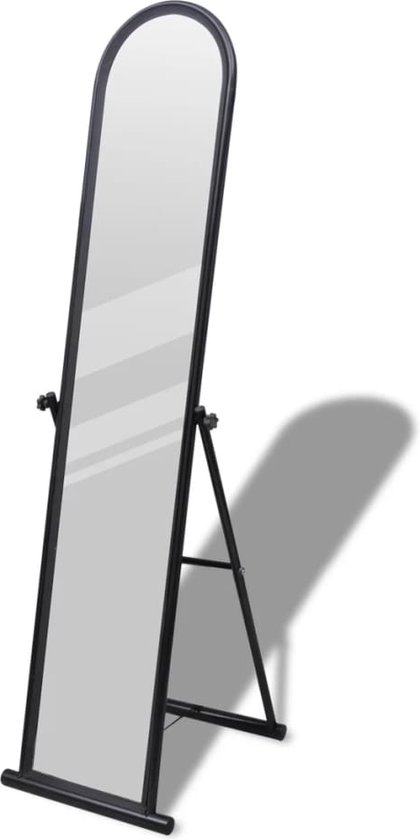 vidaXL Staande spiegel Vrijstaande rechthoekige spiegel volledige lengte (zwart)