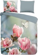 Luxe katoen dekbedovertrek Lotus - tweepersoons (200x200/220) - hoogwaardig en fijn geweven - prachtige dessin