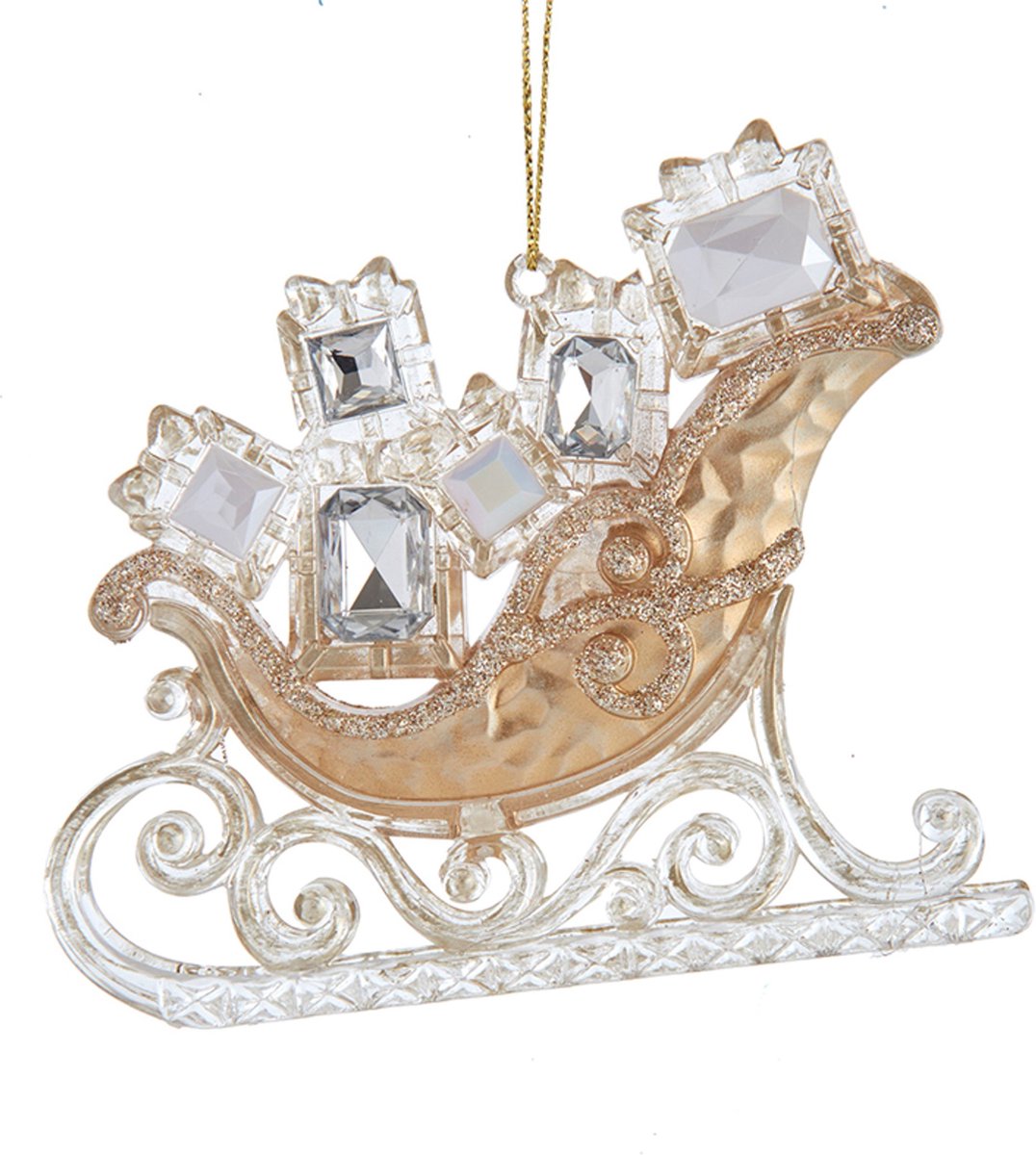 Kurt S. Adler Plas Gold Sleigh Gifts Ornament 3,7 inch kersthanger Kurt S. Adler multi