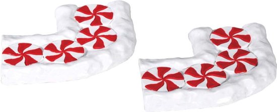 Lemax - Candy Cane Lane -  Curved -  Set Of 2 - Kersthuisjes & Kerstdorpen