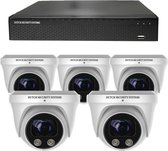 Draadloze Beveiligingscamera Set - 5x PRO Dome Camera - QHD 2K - Sony 5MP - Wit - Buiten & Binnen - Met Nachtzicht - Incl. Recorder & App