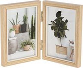 Dubbele houten fotolijst geschikt voor twee foto van 10 x 15 cm