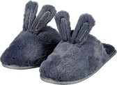 Apollo - Instap pantoffels dames - Donker Grijs - Bunny - Maat 37/38 - Pantoffels dames - Sloffen dames - Pantoffels dames maat 37