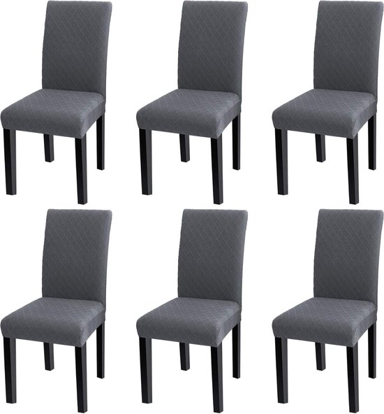 YISUN Set van 4 of 6 eetkamerstoelhoezen, solide PU-leer, waterdichte stretch beschermhoes voor eetkamerstoel, 4 stuks, bruin
