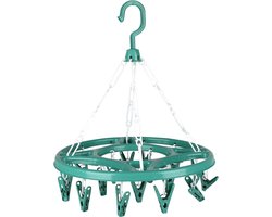 Urban Living Wasgoed droogcarrousel/droogmolen - 18 clips/knijpers - groen - kunststof - 32 cm