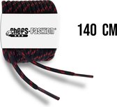 Chefs Fashion - Lacets Ronds - Zwart/ Rouge - 140cm de long - 4mm d'épaisseur