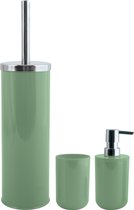 MSV Toiletborstel in houder/beker/zeeppompje badkamer set Moods - metaal/kunststof - groen