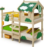 Bol.com WICKEY Kinderbed Stapelbed CrAzY Daisy groen dekzeil Houten bed 90 x 200 cm aanbieding