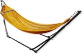Hangmat met Standaard - Geel - Opvouwbaar en Inklapbaar - Metalen Frame - Tot 200 KG - Incl. Draagtas