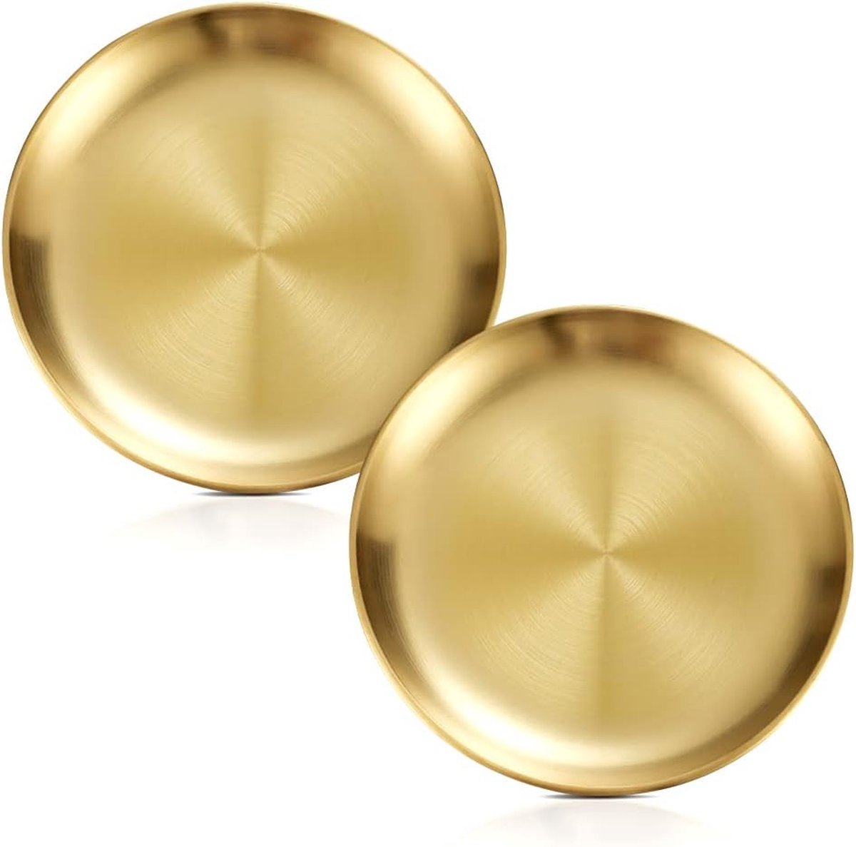2 stuks RVS rond servies zilveren schotel RVS borden serveerborden RVS onderborden voor camping, keuken, feest (goud, 17 cm)