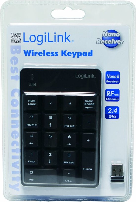 LogiLink ID0120 Numeriek toetsenbord Radiografisch Zwart
