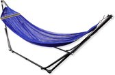 Hangmat met Standaard - Blauw - Opvouwbaar en Inklapbaar - Metalen Frame - Tot 200 KG - Incl. Draagtas