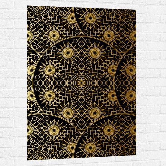 Muursticker - Borden met Gouden Geometrische Print - 80x120 cm Foto op Muursticker