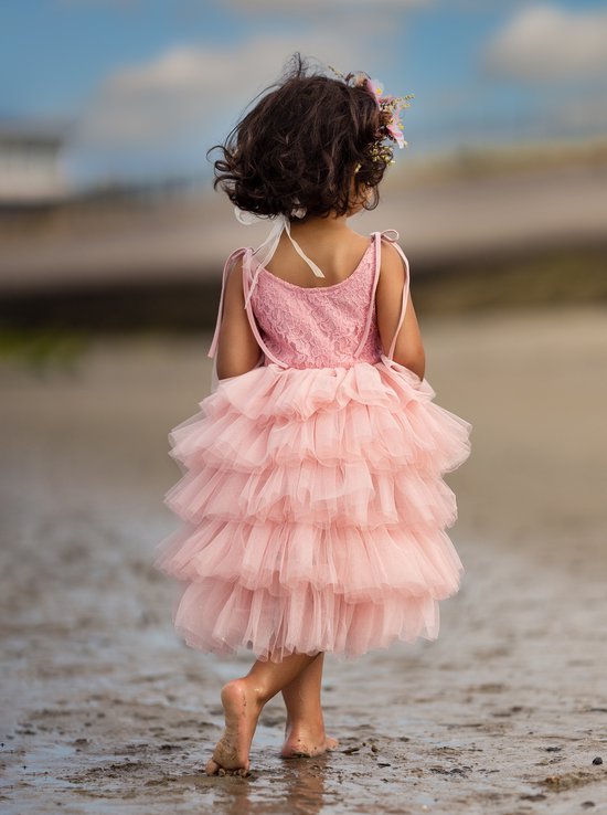 Feestjurk Els, meisje, dusty pink, ibiza jurk, tule jurk, zomerjurk,  verjaardagjurk,... | bol.com