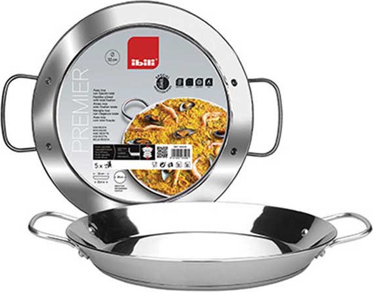 Ibili Premier Roestvrij Staal Paellapan 28 Cm Zilver