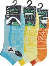 Junior unisex enkelkousen fitness fantasie 74 - 6 paar gekleurde sneaker sokken - maat 31/34