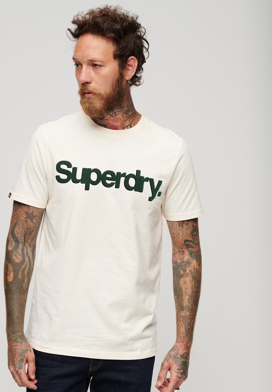 Superdry Core Logo Classic T Shirt Heren T-Shirt - Oatmeal White - Maat Xl