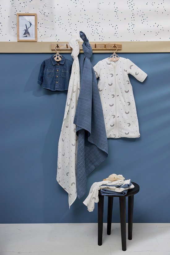 Meyco Baby Moon swaddle - 2-pack - hydrofiel - indigo - 120x120cm van Meyco Baby — afbeelding 3