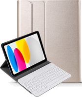Hoes Geschikt voor iPad 2022 Hoes Keyboard Cover Toetsenbord Hoesje - Hoesje Geschikt voor iPad 10 Toetsenbord Hoes - Goud