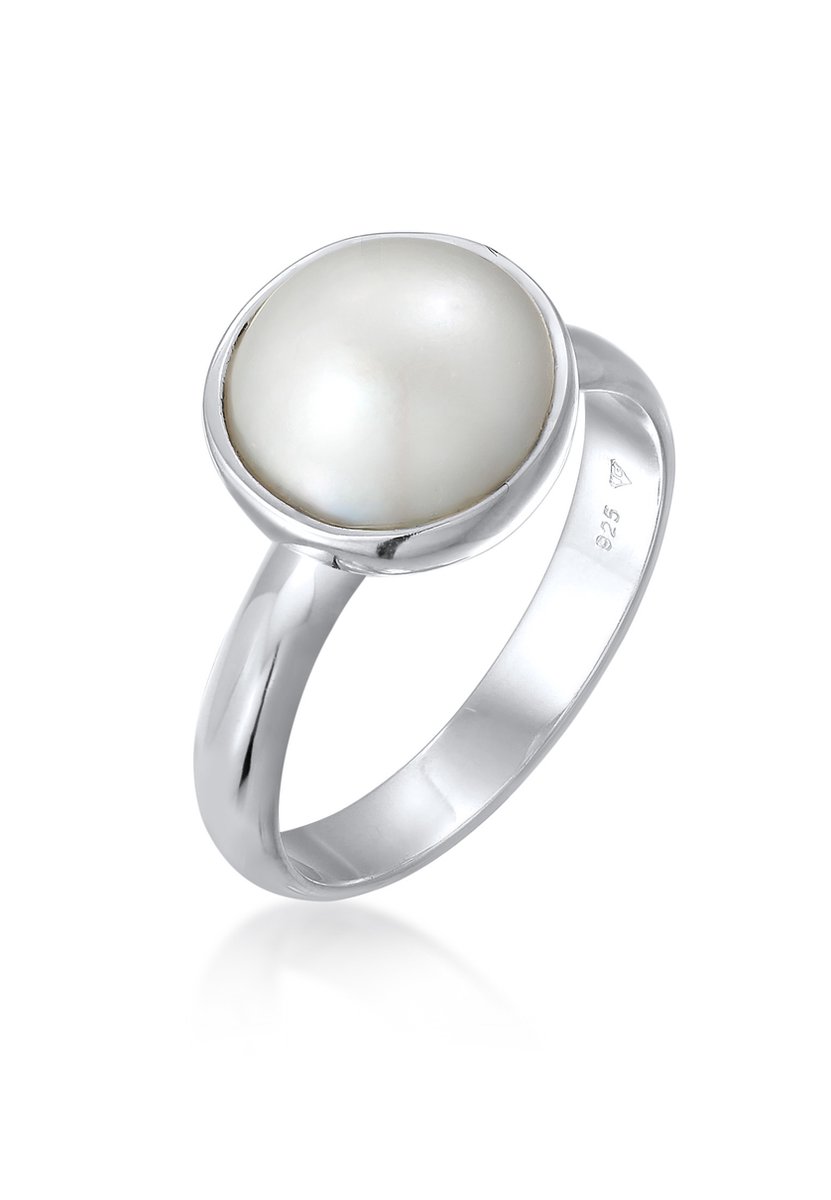 Nenalina - Ring - Dames Elegant Rond met Parel in 925 sterling zilver - Dames