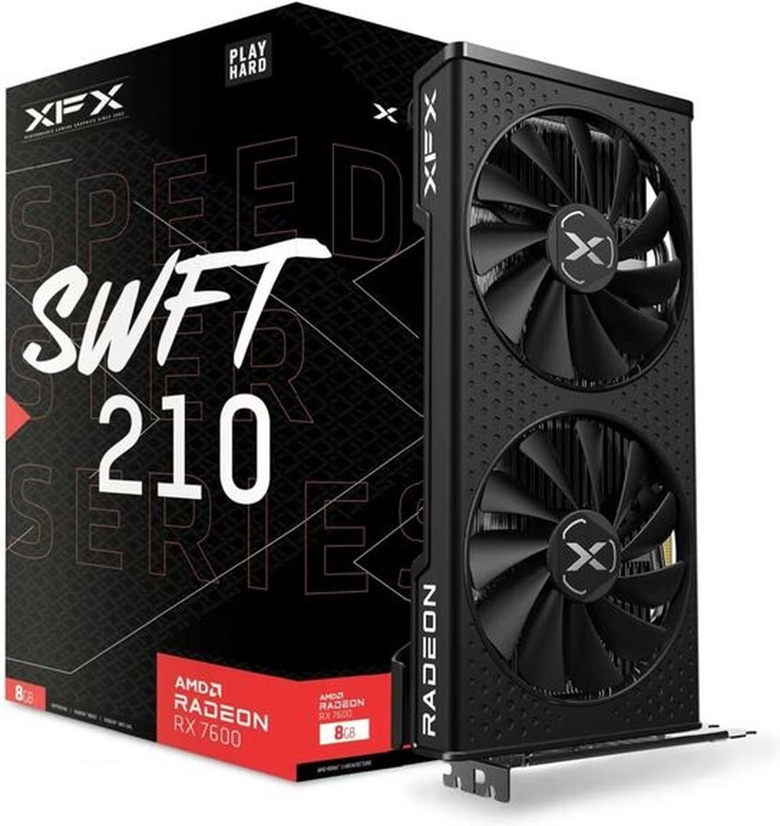 XFX SPEEDSTER SWFT 210 AMD Radeon RX 7600 Core Edition grafische kaart 3x DisplayPort, 1x HDMI 2.1, RDNA 3