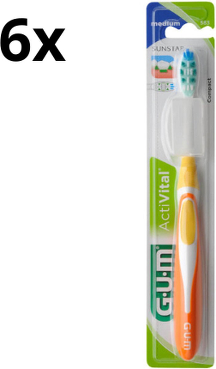 Goedkoopste 6x GUM ActiVital Tandenborstel Medium - Voordeelverpakking