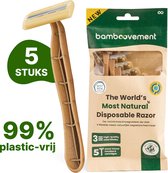 Bamboovement Duurzame Scheermesjes (5 stuks) - Wegwerp Scheermesjes voor Mannen & Vrouwen - Zero Waste - 99% Plasticvrij