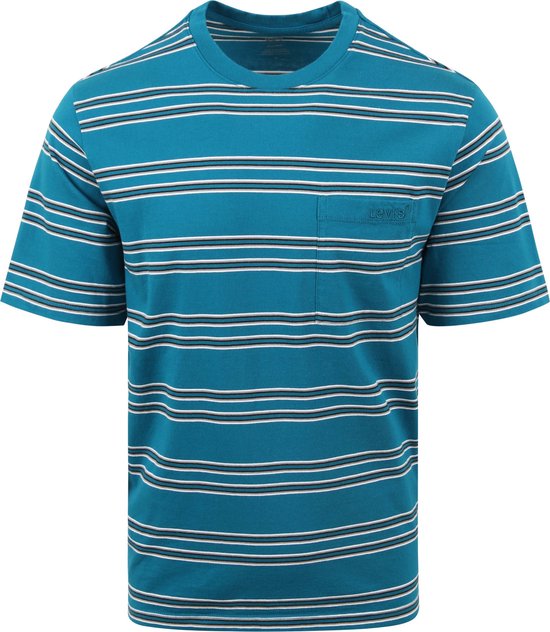 Levi's - Pocket T-Shirt Blauw Streep - Heren - Regular-fit