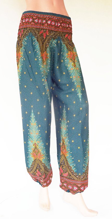 Sarouel - Pantalon de yoga - Pantalon d'été - Grand ; taille 44, 46, 48 - Paon Ocean