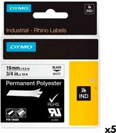 Tape laminé pour étiqueteuses Rhino Dymo ID1-19 19 x 5,5 mm Zwart Polyester Wit Adhésif (5 pièces)