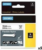 Tape laminé pour étiqueteuses Rhino Dymo ID1-19 19 x 3,5 mm Zwart Wit Adhésif (5 pièces)