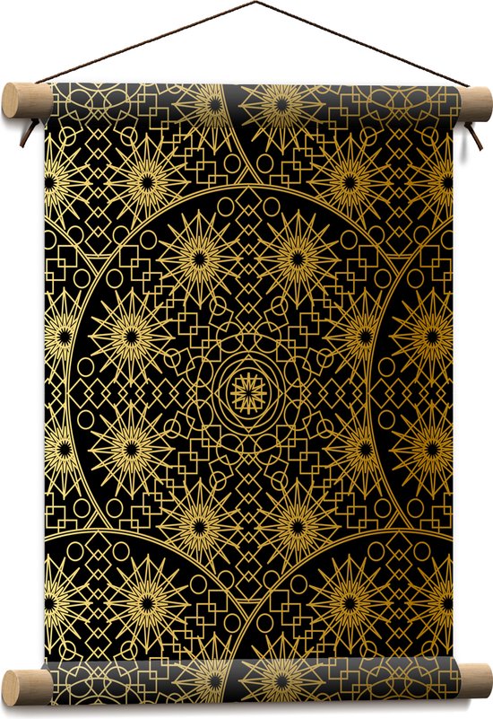 Textielposter - Borden met Gouden Geometrische Print - 30x40 cm Foto op Textiel