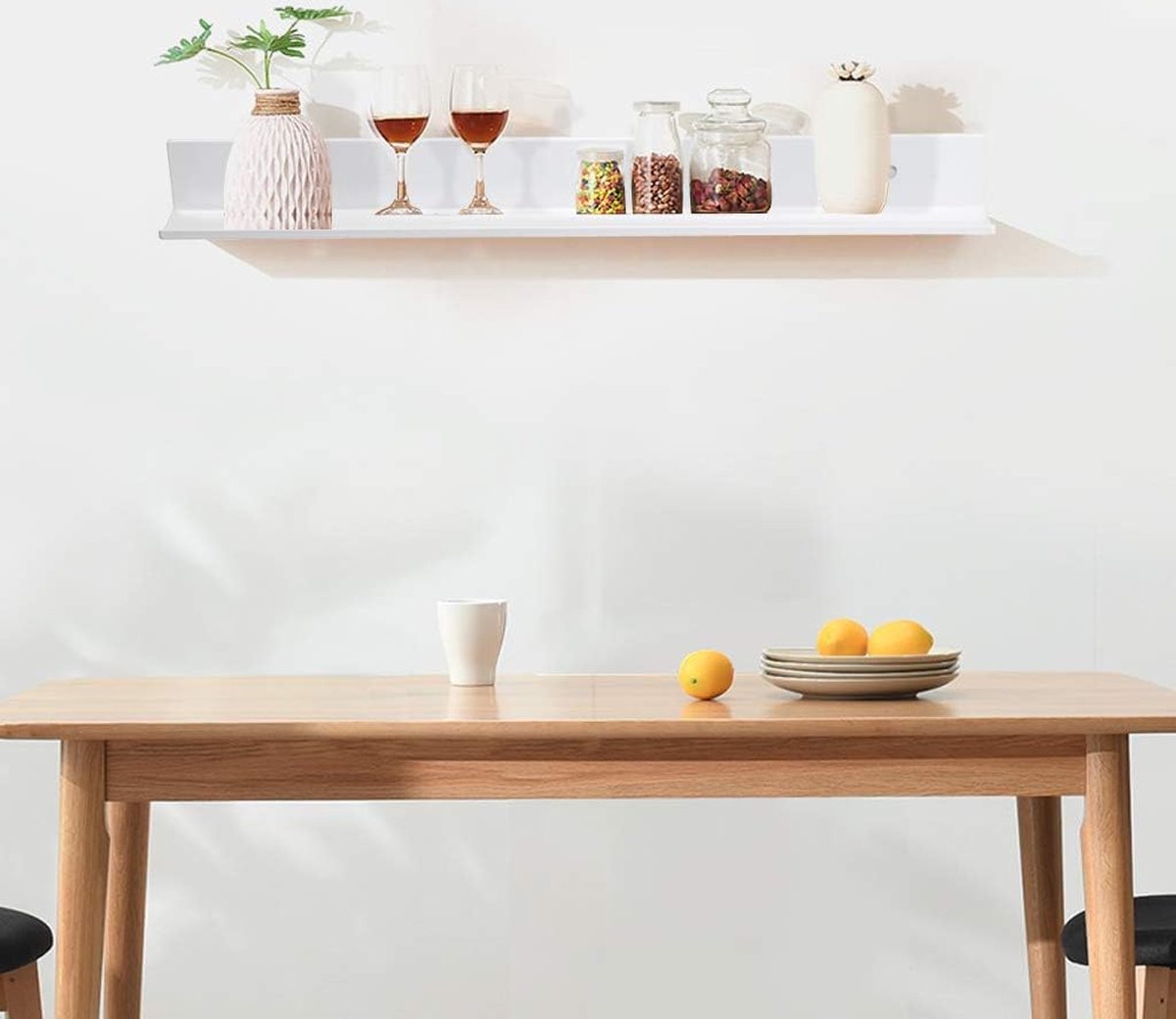 Zwevende Planken Set Van 2 - Marmer Look Met Aluminium Frame Voor Badkamer En Keuken