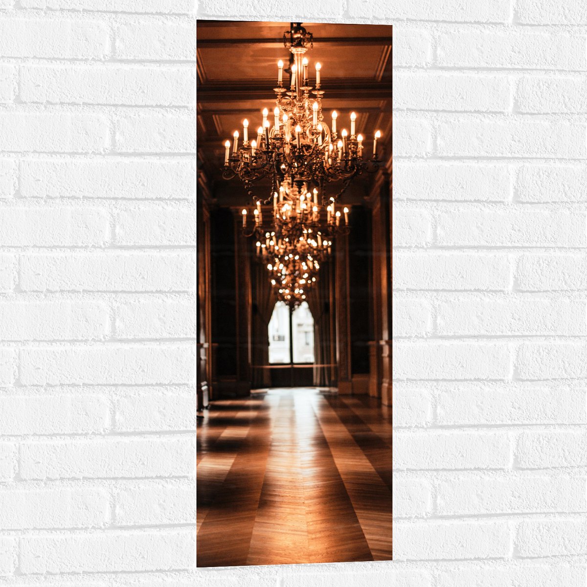 Muursticker - Kroonluchter in de Hal - 30x90 cm Foto op Muursticker
