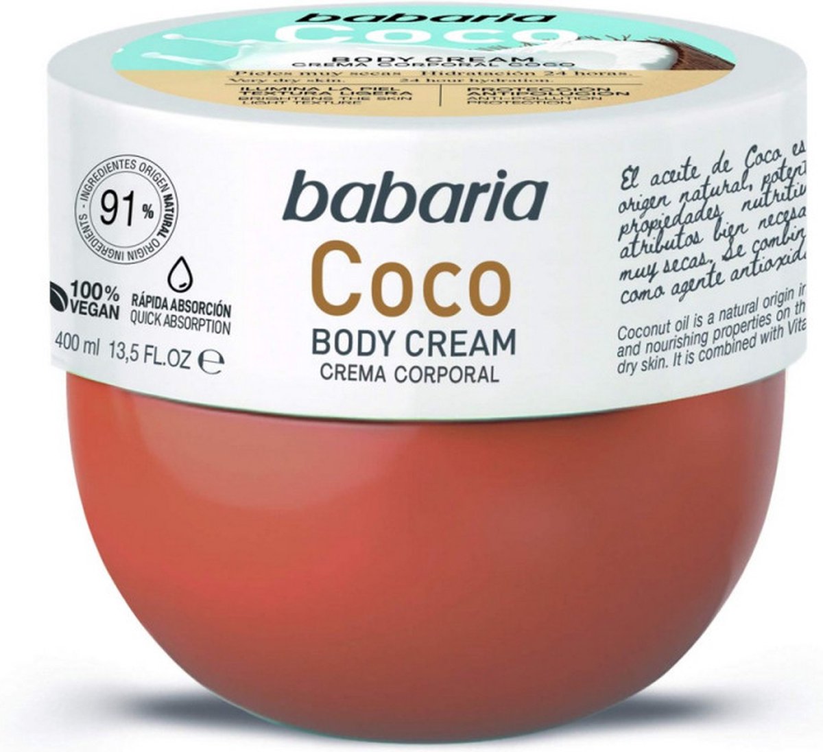 Lichaamscrème Babaria Kokosnoot (400 ml)