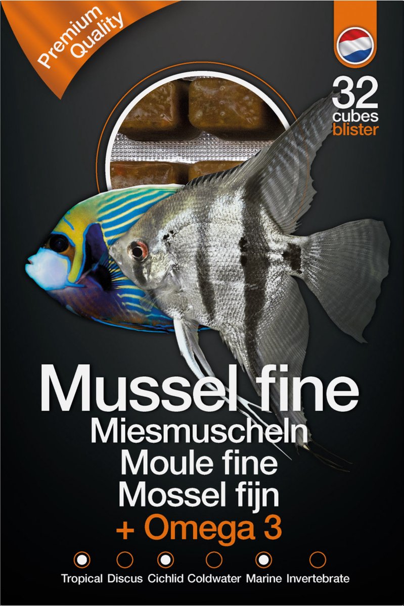 DS Mossel + Omega3 diepvries visvoer 100 gram | portieblokken Diepvries