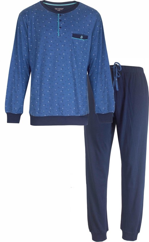 Paul Hopkins Heren Pyjama - Doorknoop - Paisley dessin - Blauw