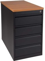 ABC Kantoormeubelen praktische standcontainer 4 lades diep 80cm kleur zwart (ral9005) zonder topblad