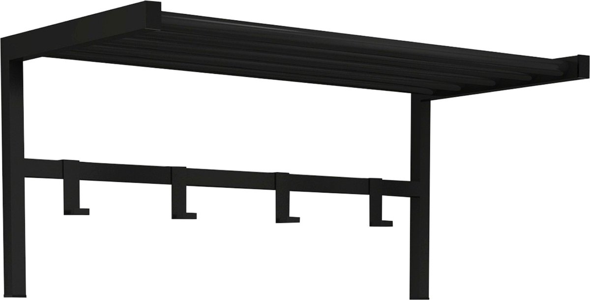 Wandkapstok Tolga - Met Plank - 32.5x69x34cm - Zwart - 5 Haken - 1 Plank