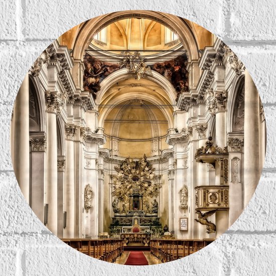Muursticker Cirkel - Altaar van Grote Witte Kathedraal - 30x30 cm Foto op Muursticker