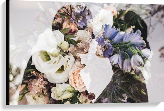 Canvas - Bloemen - Personen - Kleuren - 90x60 cm Foto op Canvas Schilderij (Wanddecoratie op Canvas)