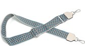 Verstelbare tassenband zigzag print - blauw/bruin/beige - bag strap 5 cm - 130 cm lang - stevig katoenen schouderband - SIT0316 STUDIO Ivana