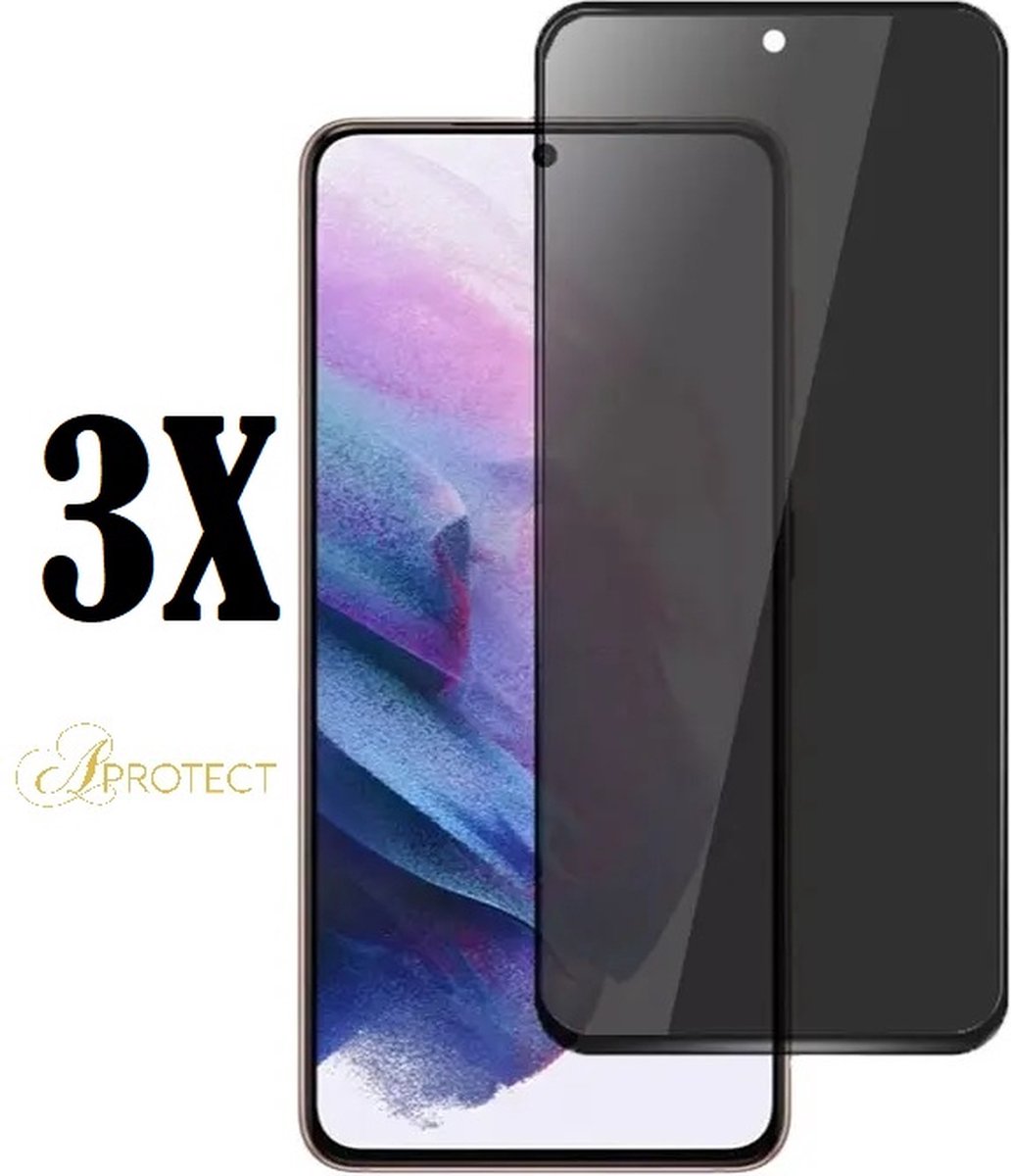 APROTECT® - Privacy screenprotector geschikt voor Samsung Galaxy S21 Plus - Tempered glass - Geschikt voor Samsung Galaxy S21 Plus - Screen protector - 3 stuks