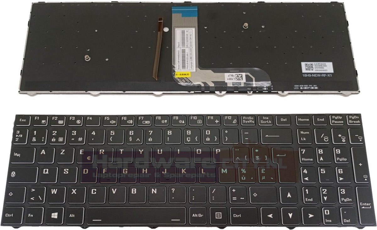 RGB backlit keyboard geschikt voor Clevo PB51RC (BE Azerty)