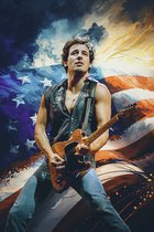 Bruce Springsteen Poster - Vintage - Amerikaanse Vlag - The Boss - Poster Muziek - Muziek Poster - Abstract Poster - E Street - 61x91 - Geschikt om in te lijsten
