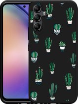 Cazy Hoesje Zwart geschikt voor Samsung Galaxy A54 Green Cactus