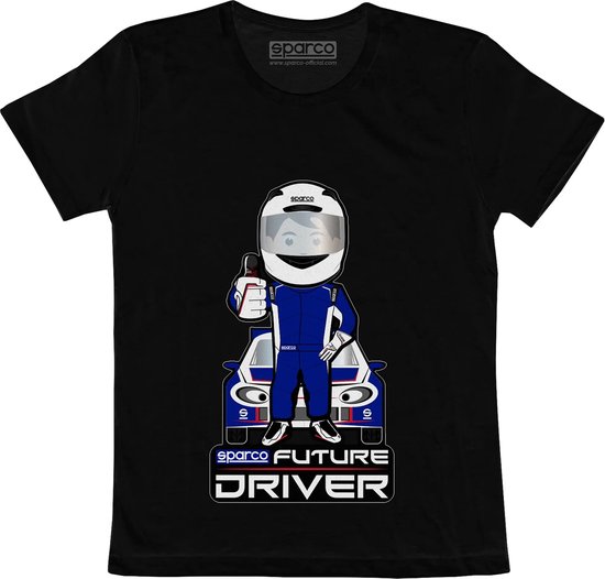 Sparco Kids Future Racer - Kids T-shirt - 3-4 jaar - 100% Biologisch Katoen - Zwart