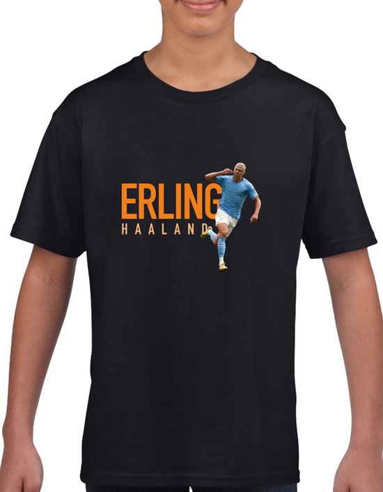Chemise Kinder avec texte - T-shirt Kinder - Zwart - Taille 152 - T-shirt 13 à 14 ans - Textes rigolos - Cadeau - Chemise cadeau -Erling Haaland - Maillot de foot - Texte Oranje